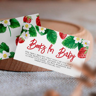 Carte D'accompagnement Baby shower Été Fraise Livres Pour Bébé