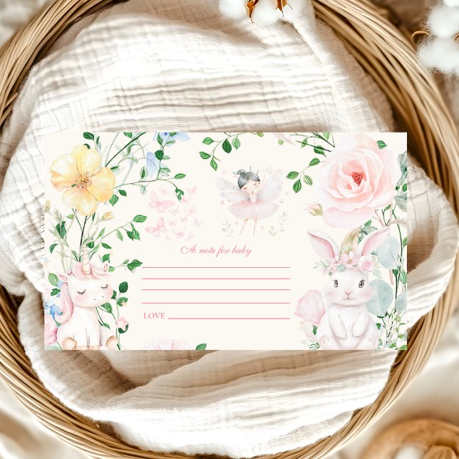 Carte D'accompagnement Baby shower Fairy Woodland Girl Note pour bébé (Créateur téléchargé)