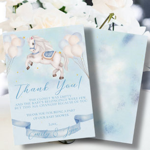 Carte D'accompagnement Baby shower Fairytale Pony Stars Bleus