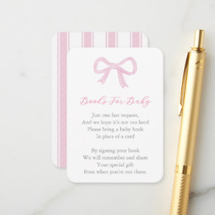 Carte D'accompagnement Baby Shower Fantaisiste Rose Ruban Ruban Apportez