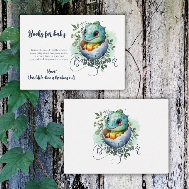 Carte D'accompagnement Baby shower Feuille Dinosaur Oeuf Cute Aquarelle (Créateur téléchargé)