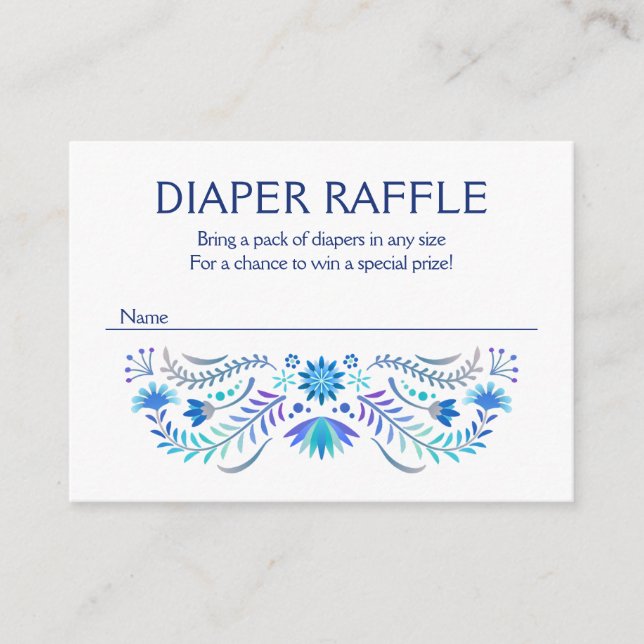 Carte D'accompagnement Baby shower Fiesta Blue Diaper Raffle (Devant)
