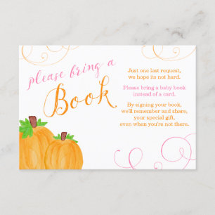 Carte D'accompagnement Baby shower fille Citrouille Aquarelle Apportez un