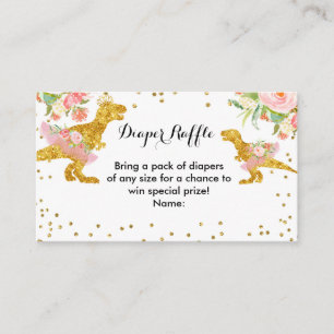 Carte D'accompagnement Baby shower fille Dino Fleur Rose - Déchets Raffle