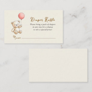 Carte D'accompagnement Baby shower Fille ourson rétro Tirage au sort des