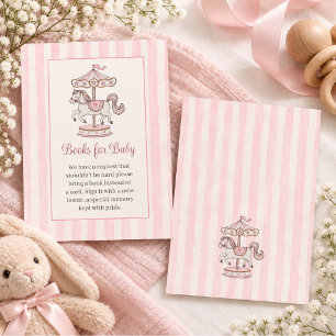Carte D'accompagnement Baby Shower Fille Rayures Aquarelle Rose Tendre