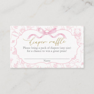 Carte D'accompagnement Baby Shower Fille Ruban Rose Tirage au Sort Couche