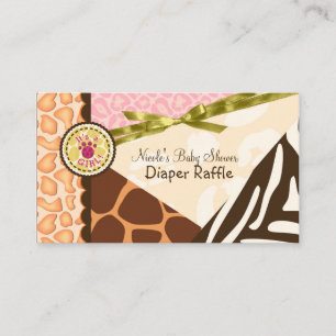 Carte D'accompagnement Baby Shower Filles Imprimé Safari Rose Couches Raf