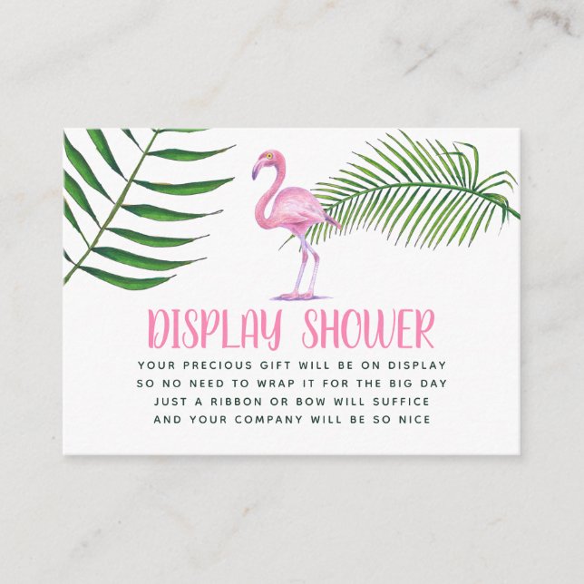 Carte D'accompagnement Baby shower Flamant rose aquarelle douche (Devant)