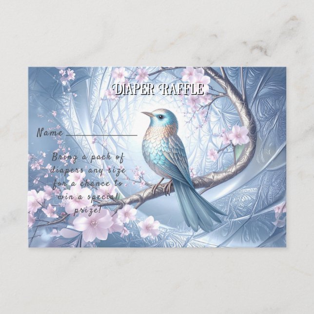 Carte D'accompagnement Baby Shower Fleur Bleu Oiseau (Devant)