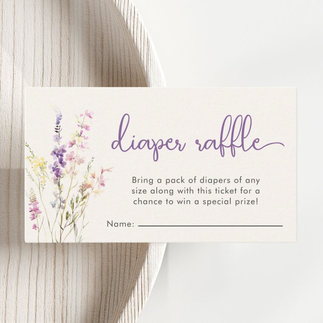 Carte D'accompagnement Baby shower fleur sauvage à l'aquarelle (Créateur téléchargé)