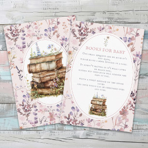 Carte D'accompagnement Baby shower Fleur sauvage, Apportez un livre pour