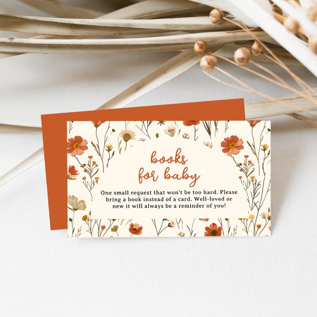 Carte D'accompagnement Baby shower Fleur sauvage Aquarelle Livres pour bé (Créateur téléchargé)