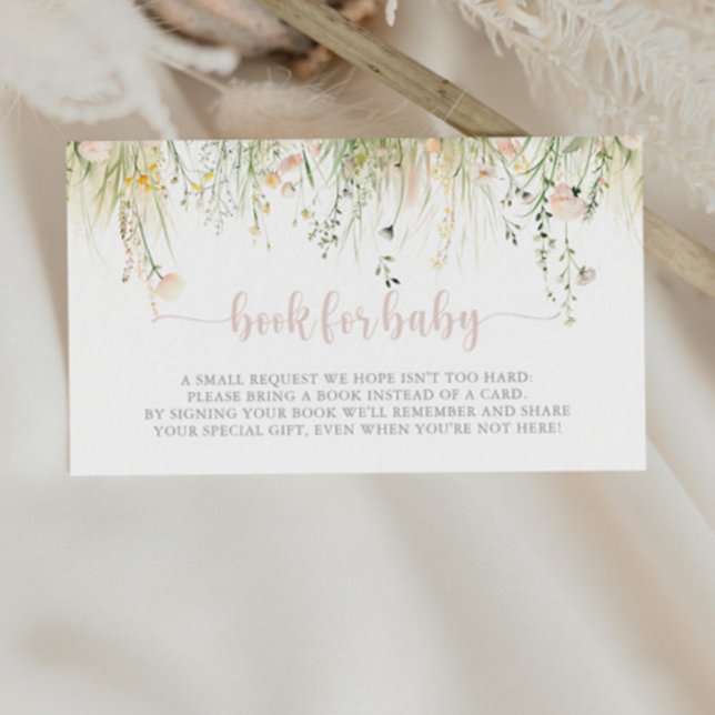 Carte D'accompagnement Baby shower Fleur sauvage Boho vert Demande de rés (Créateur téléchargé)