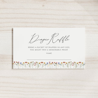 Carte D'accompagnement Baby shower Fleur sauvage coloré Déchets Raffle
