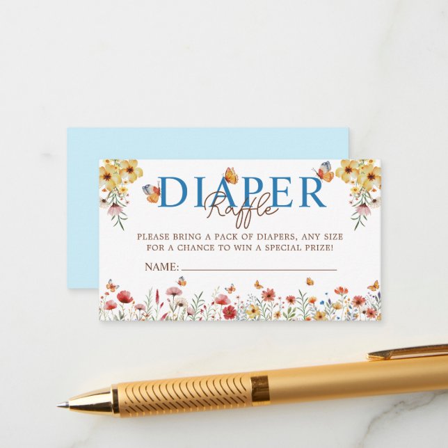 Carte D'accompagnement Baby shower Fleur sauvage  de carafe  aquarelle (Devant/Arrière en situation)