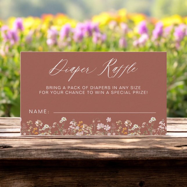 Carte D'accompagnement Baby shower Fleur sauvage de  de papier à café en  (Créateur téléchargé)