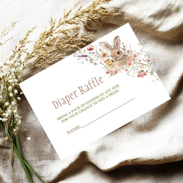 Carte D'accompagnement Baby shower Fleur sauvage de lapin de Pâques Déche (Créateur téléchargé)