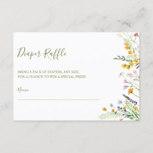 Carte D'accompagnement Baby shower fleur sauvage du billet Diaper Raffle