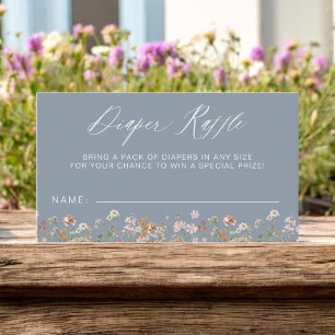 Carte D'accompagnement Baby shower Fleur sauvage Dusty Blue Diaper