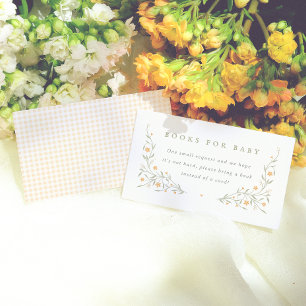Carte D'accompagnement Baby shower fleur sauvage Jaune Elégant Jardin Fil