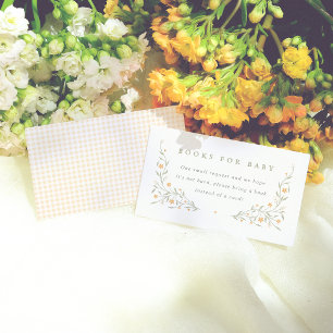 Carte D'accompagnement Baby shower fleur sauvage Jaune Elégant Jardin Fil