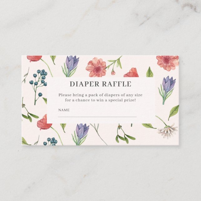 Carte D'accompagnement Baby shower fleur sauvage jeu de tombola (Devant)