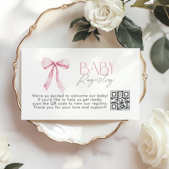 Carte D'accompagnement Baby shower Fleur sauvage pour bébé Registre rose  (Créateur téléchargé)