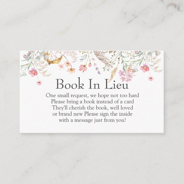 Carte D'accompagnement Baby shower fleur sauvage Réservé Insérez (Devant)