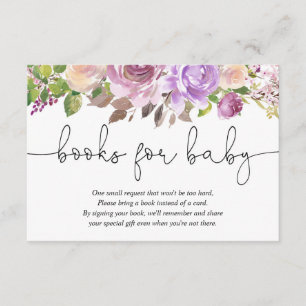 Carte D'accompagnement Baby shower fleuri lavande violette demande