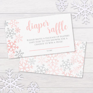 Carte D'accompagnement Baby Shower Flocon de Neige Fille d'Hiver Tirage a