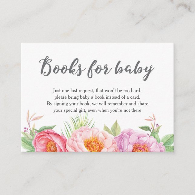 Carte D'accompagnement Baby shower Floral Apportez un livre au lieu d'une (Devant)