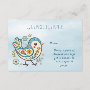 Carte D'accompagnement Baby shower Floral aux oiseaux bleus
