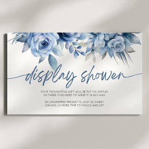 Carte D'accompagnement Baby shower Floral bleu avec douche