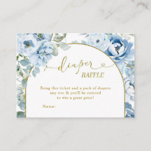 Carte D'accompagnement Baby shower floral bleu Dusty Raffle de couche