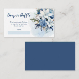 Carte D'accompagnement Baby shower Floral Bleu Hiver Raffin