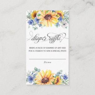 Carte D'accompagnement Baby shower floral bleu tournesol Raffin de couche