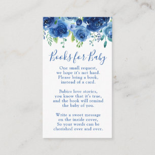 Carte D'accompagnement Baby shower Floral Blue Books