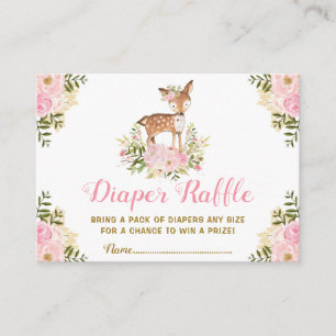 Carte D'accompagnement Baby shower floral de fille de tombola de