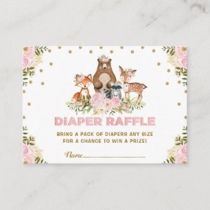 Carte D'accompagnement Baby shower floral de fille de tombola de