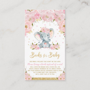 Carte D'accompagnement Baby shower floral éléphant Apportez un livre