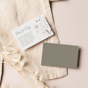 Carte D'accompagnement Baby shower floral Fleur sauvage Pastel