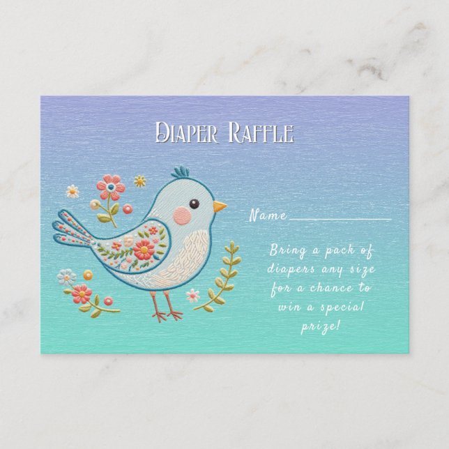 Carte D'accompagnement Baby shower Floral Little Blue Bird (Devant)