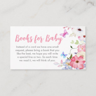 Carte D'accompagnement Baby shower Floral Little Butterfly Livres pour bé