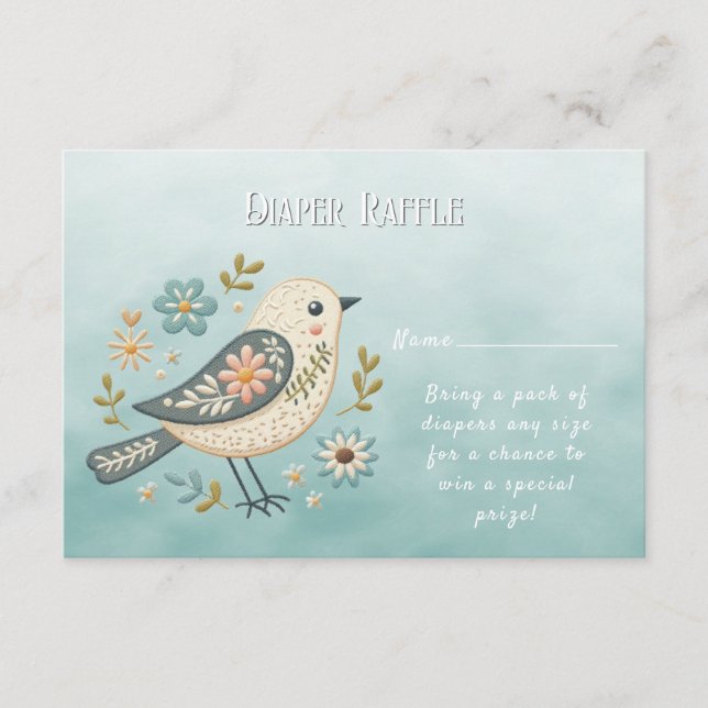 Carte D'accompagnement Baby shower Floral Little Green Bird (Devant)