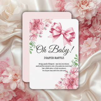 Carte D'accompagnement Baby shower Floral Pink Bow