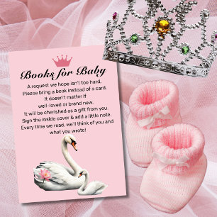 Carte D'accompagnement Baby shower Floral Pink Swan Lotus Demande