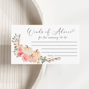 Carte D'accompagnement Baby shower Floral Rose citrouille Mots De Conseil