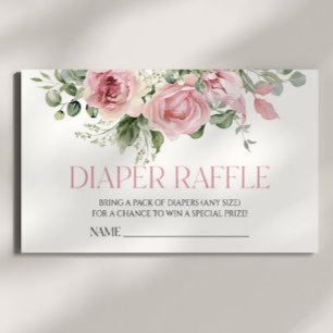 Carte D'accompagnement Baby shower floral rose  de couche Raffin rose