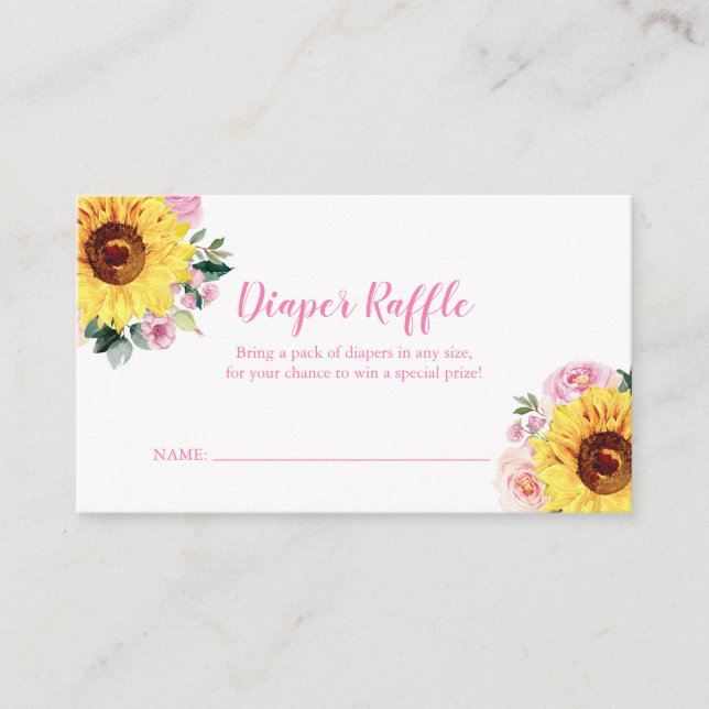 Carte D'accompagnement Baby shower floral rose de tournesol de chapelure (Devant)